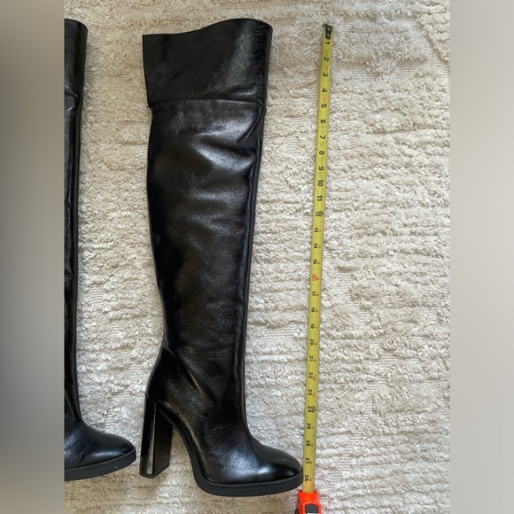 Zara Over the Knee leather Boots size 8 faux shearling interior - Picture 12 of 16